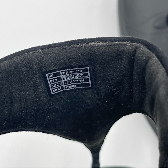 FitFlop Womens Size 9 Flare Suede & Rhinestone Thong Sandals Wedge Comfort - Picture 11 of 12